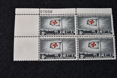 UNITED STATES 1964 RED CROSS STAMPS-S1239-PLATE BLOCK w#s-MNH - Image 1 of 3