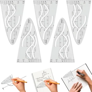 5 Stück Parabelschablone Mathe,Kurvenschablone,Parabel Lineal,Parabel Schablone, - Bild 1 von 7