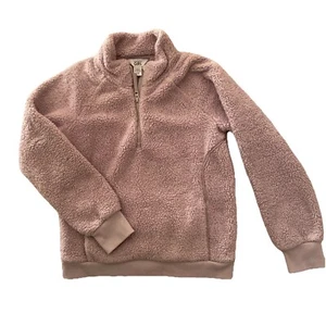 Athleta Girl So Snug Sherpa Half Zip Size L/12 Lilac Thumb Holes - Picture 1 of 10