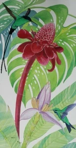 Rare Hand Signed & Numbered GUY HARVEY 41/200 Pink Hummingbird Vintage Art Print - Bild 1 von 3