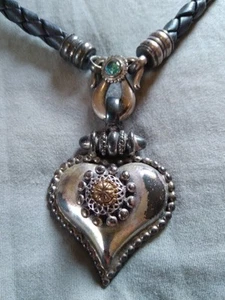 Vintage Ned Bowman Sterling Silver Twisted Rope Heart Choker Necklace. - Picture 1 of 12
