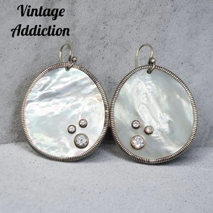 Designer Silpada Sterling MOP Cz Dangle Drop Earrings W2218 1.75" 925 - Picture 1 of 10