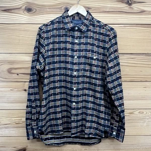 Faribault Mill Flannel Shirt Men Small Soft Gray Yellow Red Plaid Button Up B133 - Picture 1 of 10