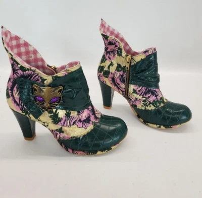 Irregular Choice MIAOW GREEN/YELLOW Block Chelsea Ankle Heel US Size 8 - Image 1 of 4