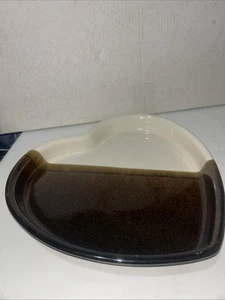 Kermansavi Finnish Design Brown And Beige Heart Shaped Ceramic Dish 30x27x4cms - Picture 1 of 6