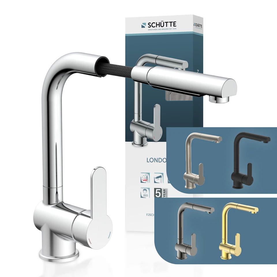 Schütte London Wasserhahn Küche | herausziehbar | energiesparend|360° schwenkbar - Bild 1 von 1