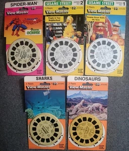 (5) View Master 3D Rollen Lot Sesamstraße, Spider-Man, Haie, Dinosaurier - Bild 1 von 1