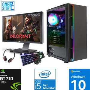 Gaming PC 22'' Bundle i5 16GB RAM 120GB SSD + 500GB HDD 2GB GT 710 Windows 10 - Picture 1 of 6