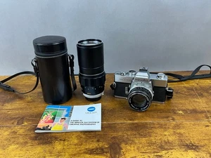Minolta SRT 303 SLR Film Camera  1:17 F55mm Lens Plus F200mm Lens works great - Picture 1 of 14