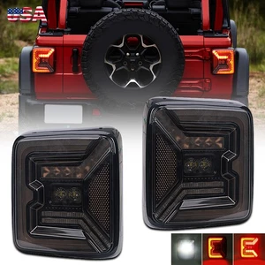 2X Smoked LED Tail Lamps Stop Backup Turn Running For Jeep Wrangler JL JLU 2018+ - Picture 1 of 14