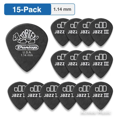 PACK de 15 selecciones de guitarra Dunlop Tortex Pitch Black Jazz III【1,14 mm】482-114 Foto 1 de 3