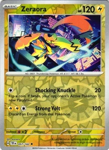 Zeraora Uncommon Reverse Holo SV05: Temporal Forces 057/162 NM - Picture 1 of 2