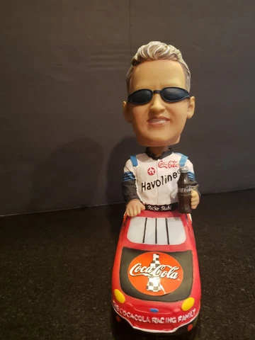 Vintage NASCAR Coca-Cola Arbys Ricky Rudd Bobblehead & #28 Race Car Cover
