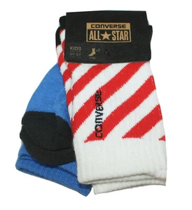Converse Kids Crew Socks Made For Chucks 2 Pairs Kids Shoe Size 3Y-5Y New - Picture 1 of 4