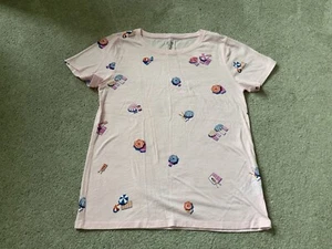 J. Crew Women Tee Sz M Umbrellas Beach All-Over Pattern Pink T-Shirt NWT - Picture 1 of 12