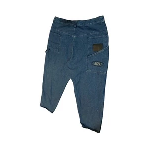 Vtg BOSS Carpenter Denim Jeans 42x32 Blue Wash Y2K Baggy Skater Hip Hop - Picture 1 of 11