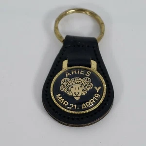 Vintage NOS Aries Leather Keychain Horiscope Mar 21 - Apr 19 - Picture 1 of 4