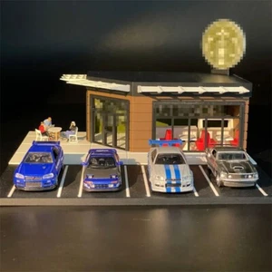 1/64 Scale Model Coffee Shop Parking Lot Dioramas Miniature Scene Layout - Picture 1 of 8