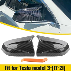 CUBIERTAS DE ESPEJO DE REPUESTO DE FIBRA DE CARBONO ESTILO BOCINA TESLA 2017-2022 - Imagen 1 de 8