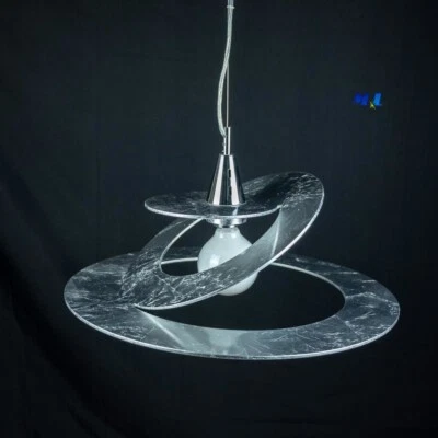 "PLANET" SOSPENSIONE DA SOFFITO in STILE MODERNO decoro CON FOGLIA ARGENTO 1xE27 - Immagine 1 di 4