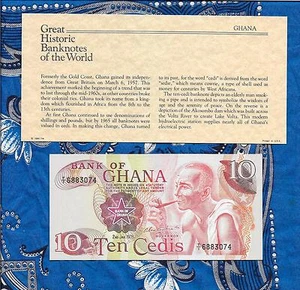 Great Historic Banknotes Ghana 1978 10 Cedis P-16f UNC Prefix T/1  - Picture 1 of 2