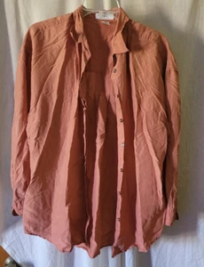 Women's Express Size Small 100% Silk Button-Up Blouse Long Sleeve Coral Color - Picture 1 of 4