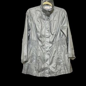 Chicos Collection Woman’s Size Med Silver Zip Up Jacket With Pockets - Picture 1 of 11