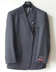 MONTEFINO UOMO HERREN 3-KNOPF-ANZUG, ANTHRAZIT GESTREIFT US-GRÖSSE 44R/38W, UVP $ 299 - Bild 1 von 12