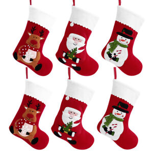 6PCS Red Felt Xmas Stockings Hanging Bags for Christmas