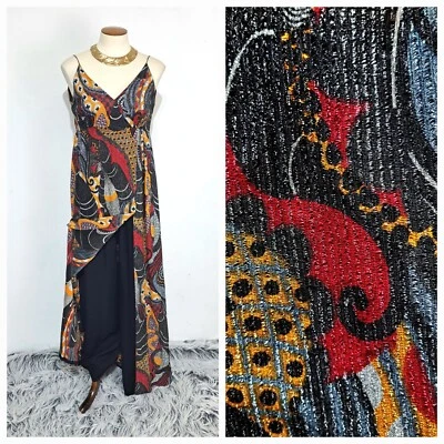 Maxi Pantalón Vestido Mono Vintage Años 70 Metálico Plateado Anfitriona XS/S Mod Foto 1 de 4