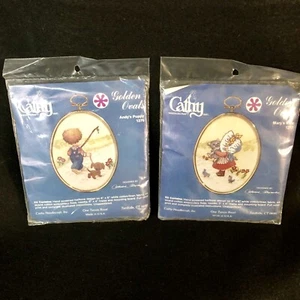 NIP Sealed Cathy Needlecraft Golden Ovals Embrd Kits Marys Kitty Andys Puppy @42 - Picture 1 of 9