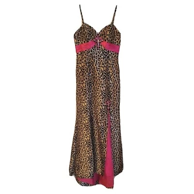 Vestido Formal Fiesta Hora Baile de graduación Estampado Leopardo Sirena Mano Joya Talla 4 Foto 1 de 4