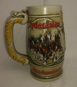 BUDWEISER CLYDESDALE STEIN MUG CERAMARTE 6.5" RED TAN BROWN PROMOTIONAL PRODUCTS - Picture 1 of 6