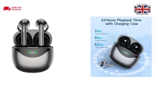 Earbuds True Wireless Noise Cancelling Touch Control 64H Playtime with Microphon - Picture 1 of 10