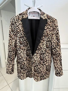 Vintage Zenbriele Leopard Print Slim Tuxedo Jacket 46L - Picture 1 of 9