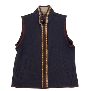 Woolrich Charcoal Wool Vest M Vintage USA Fabric Trimmed Zip Outdoor Sleeveless - Picture 1 of 8