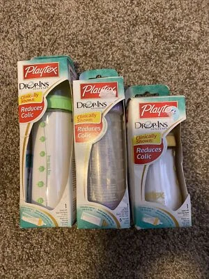 Botellas de bebé Playtex Premium - Nuevas NOS 8 OZ 4 OZ Lote de 3 amarillas púrpura verdes Foto 1 de 4