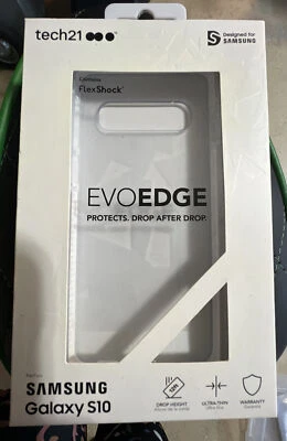 Funda para teléfono Tech21 Samsung Galaxy S10 EVOEDGE transparente con borde blanco FlexShock Foto 1 de 2