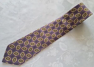 GENTS VINTAGE AUTHENTIC ITALY ETRO MILANO PURPLE SILK MEN'S NECK TIE - Picture 1 of 6