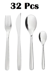 32-Piece Stainless Steel Cutlery Set – Includes Forks, Knives, Tablespoons - Picture 1 of 4