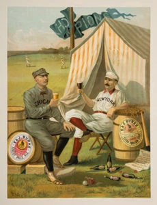 1889 Cap Anson and Buck Ewing Burke Ale Beer Ad Replica 14 x 11" Photo Print - Picture 1 of 1