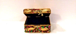 "Caja de baratijas/joyería cuadrada ""Hoja de oro con joyas"" Mardi Gras - Imagen 1 de 2