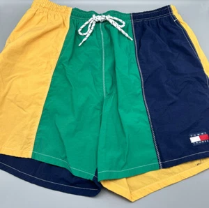 Vintage Tommy Hilfiger Tommy Trunks Color Block Swimtrunks Size Large - Picture 1 of 8