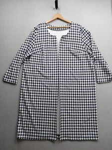 Jessica London Cardigan Womens Size 28 Black White Open Front Long - Picture 1 of 6