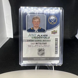 2018-19 UD MVP Player Credential Entry Level Access Casey Mittelstadt NHL-MI - Picture 1 of 2