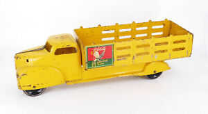 Vintage 1940’s Marx Coca Cola Yellow Pressed Steel Delivery Toy Truck Sprite Boy