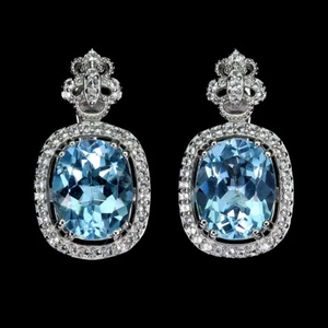 Sommer 925 Silber Ohrringe Ovaler Topas 10x8mm Natürlicher Edelstein Schmuck - Bild 1 von 14