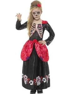 Day of the Dead Girls Deluxe Costume Child Mexican Halloween Skull Spanish - Picture 1 of 3