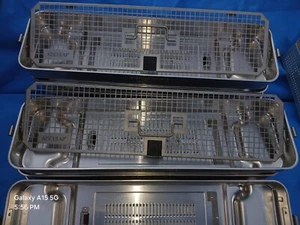 (9) Aesculap JN021 Bottom Section Only w/ 2 Basket Lids, 21.5X6X3" - Picture 1 of 4