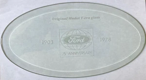 VINTAGE~ORIGINAL~MODEL T FORD~REAR WINDOW~ETCHED 75TH ANNIVERSARY~1903 TO 1978 - Picture 1 of 3